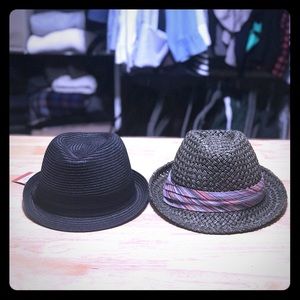 Two straw fedoras
